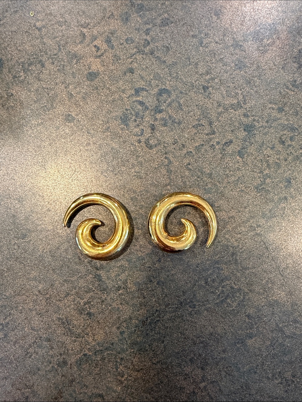 Gold Spiral Hoop Zero Guage Earrings - Women Jewelry